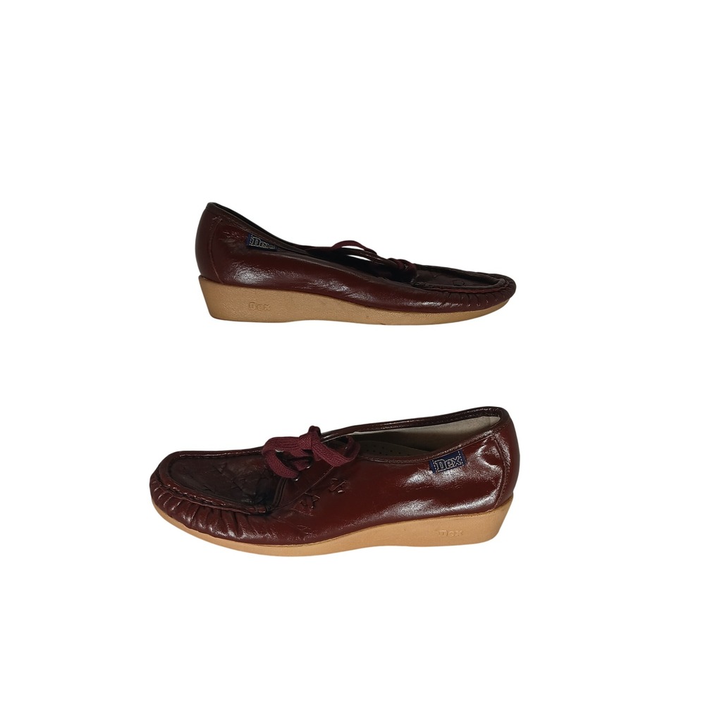 Dexter Plus Vintage Moc Toe Oxford 7W Burgundy Leather Wedge Comfort Made in USA